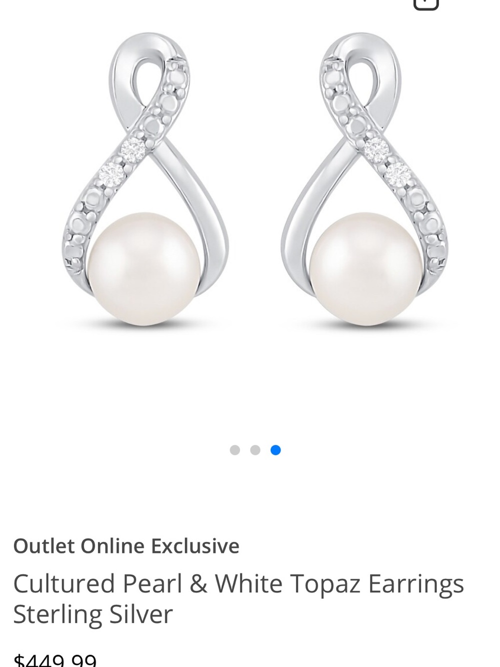 Kay Jewelers Sterling Silver Pearl and White Topaz Infinity Earrings - White